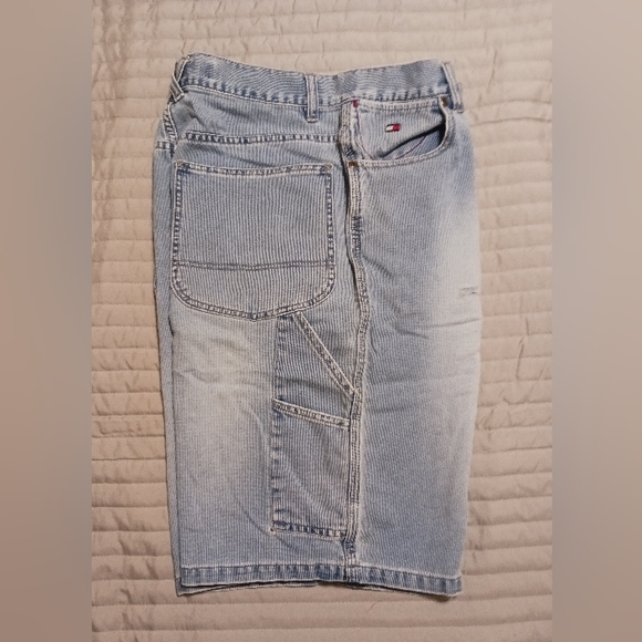 VTG RARE Y2K Tommy Jeans Red Label Denim Utility Distressed Shorts Mens Size 32 - Picture 6 of 12